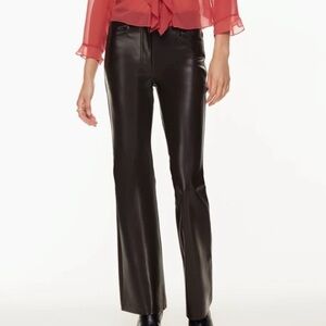 Aritzia Beatrix Vegan Leather Rich Chocolate Brown Flared Pant 2 XS Small